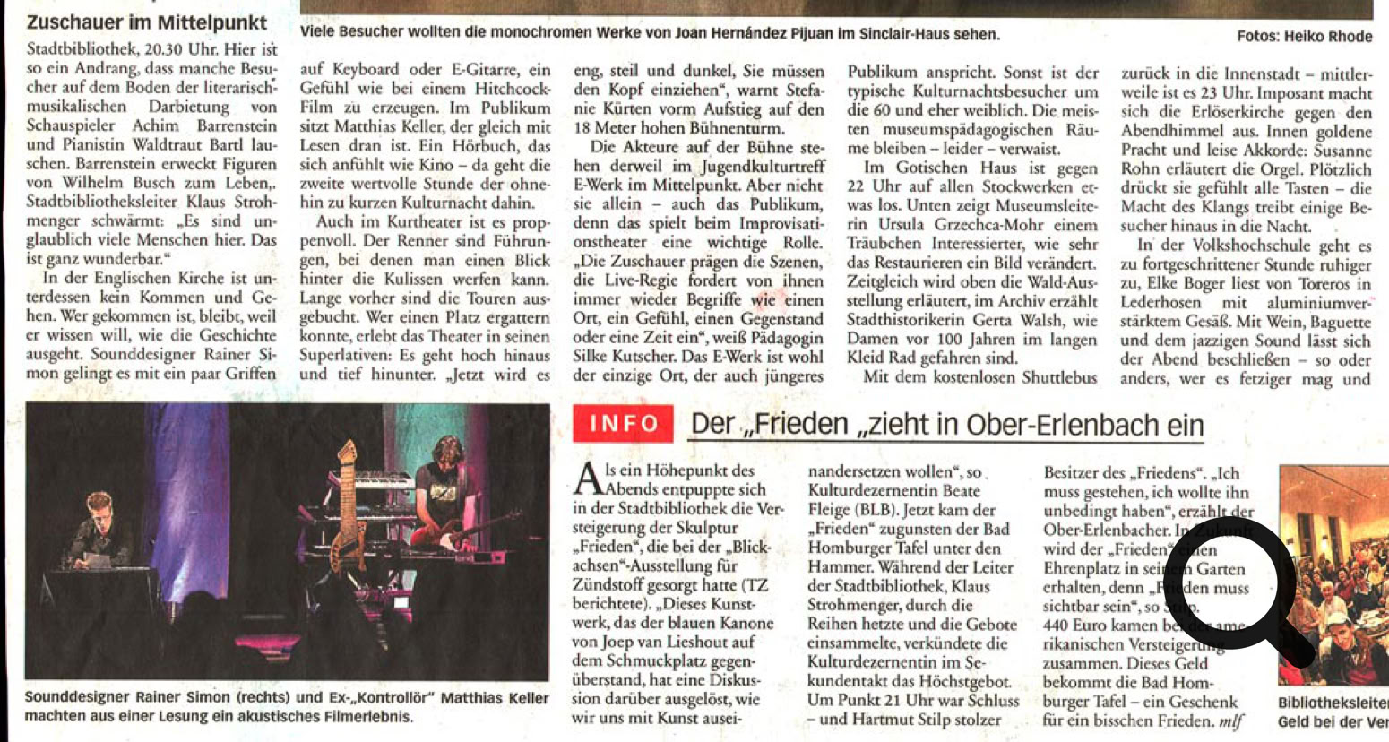 Zeitungsausschnitt von einer Live Performance des Lebendigen Hörbuchs
